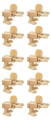 Produktbild von 10 Stück Unvollendete Holzroboter aus Holz zum Selbermachen, Malen und Kunsthandwerk