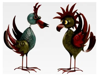 Produktbild von 2er Set große Metallfiguren exotische Vögel 35 cm bis 36 cm Gartendekoration