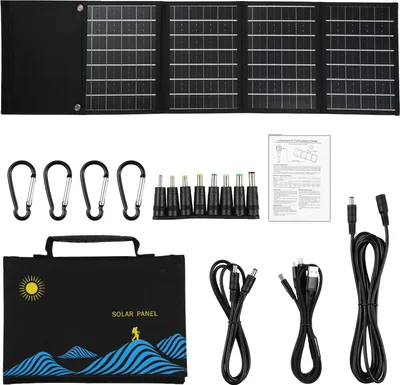 Zdjęcie produktu dla 4-kierunkowy składany panel słoneczny 30 W, podwójne wyjście USB + DC, ładowarka słoneczna, przenośna, składana, ładowarka słoneczna, przenośne zasilanie do użytku na zewnątrz, do wędrówek na świeżym powietrzu, wspinaczki, biwakowania, pikniku