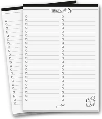 Produktbild von younikat 2er Set Einkaufsliste Notizblöcke I DIN A5 I 50 Blatt I Einkaufsblöcke mit Vordruck für die Küche Handtasche Auto I Organizer aus Papier zum Abreißen I dv909