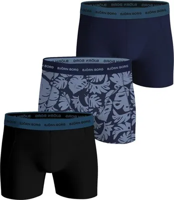 Produktbild von Björn Borg - Herren - Boxershorts Aus Baumwoll-Stretch, 3er-Pack - Blau/Bunt/Schwarz - Gr. M
