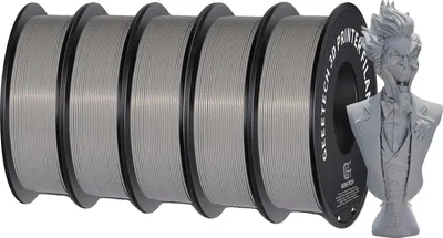 Image de filament pour imprimante 3D, matériau PLA, compatibilité polyvalente, GRIS