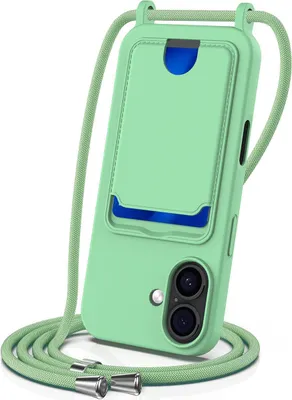 Produktbild von Mobigear Lanyard Card iPhone 17 Silikon Handykette mit Kartenhalter - Grün
