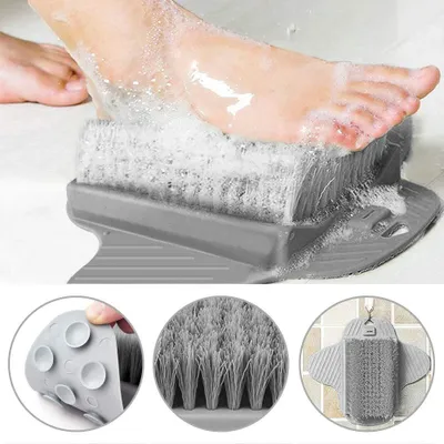 Produktbild von Fußbürste zum Schrubben, Duschfußmassagebürste mit rutschfesten Saugnäpfen und weicher Massagematte für Fußakupressur und Fußpflege.