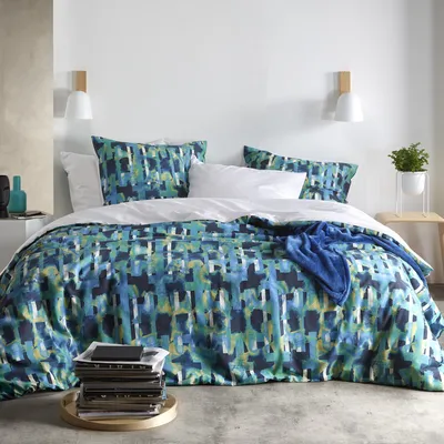 Produktbild von De Witte Lietaer Bettbezug, Checkered Sea Green - 240 x 220 cm + (2x) 60 x 70 cm - Baumwollperkal