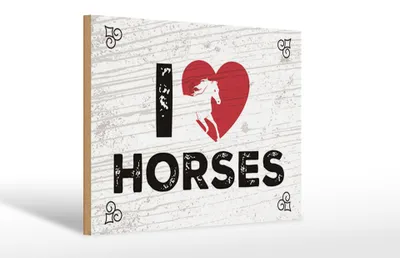 Produktbild von Holzschild Spruch 20x30 cm I love horses Schild
