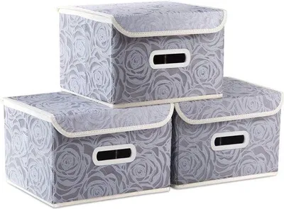 Produktbild von Famanu Aufbewahrungsboxen mit Deckel - 3 Stück, 25x20x17 cm, faltbar, grau/weiß
