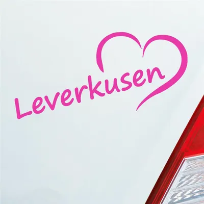 Produktbild von Auto Aufkleber Leverkusen Herz Heart Stadt City Liebe Love 18x8 cm Pink Sticker Heckscheibenaufkleber