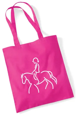 Produktbild von Huuraa Jutebeutel Reiten Pferd 10 Liter Fuchsia Baumwolle Tasche Geschenkidee