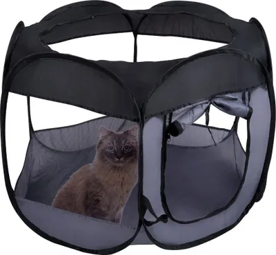 Produktbild von maxxpro Faltbarer Hundelaufställe Ø100 x 75 CM - Hundebox - Reiskäfig - Große Haustiere - Schwarz - Nylon
