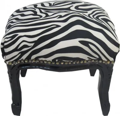 Produktbild von Casa Padrino Barock Fußhocker Zebra / Schwarz - Antik Stil Möbel - Hocker