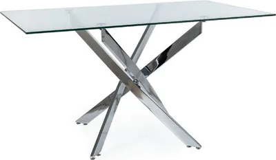 Produktbild von Casa Padrino Luxus Esstisch Silber 140 x 80 x H. 75 cm - Rechteckiger Esszimmertisch mit gehärteter Glasplatte - Esszimmer Möbel - Küchen Möbel