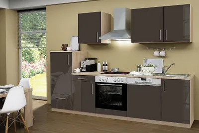 Produktbild von Küchenblock ohne Elektrogeräte Premium 280 cm in lava glänzend (Geschirrspüler geeignet)