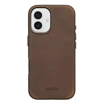 Zdjęcie produktu dla Accezz Vintage Leather Magsafe Backcover voor de Apple iPhone 16 - Rustic Brown