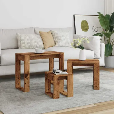 Produktbild von Möbel Satztische 3 Stk. Altholz-Optik Holzwerkstoff Top9344755