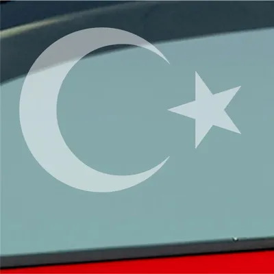 Produktbild von Auto Aufkleber Islam Türkei Turkey türkiye Flag Moon Halbmond 10x14 cm Milchglas Sticker Heckscheibenaufkleber