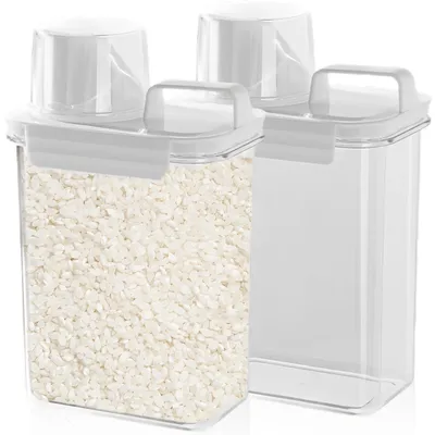 2er Set Vorratsbehälter 1800 ml, transparent, mit Messbecher, luftdicht