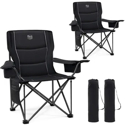Produktbild von Klappstuhl Campingstuhl Faltstuhl - 200 kg Belastbarkeit - Mit Getränkehalter - Mit Kühltasche - 100 x 63 x 61 cm