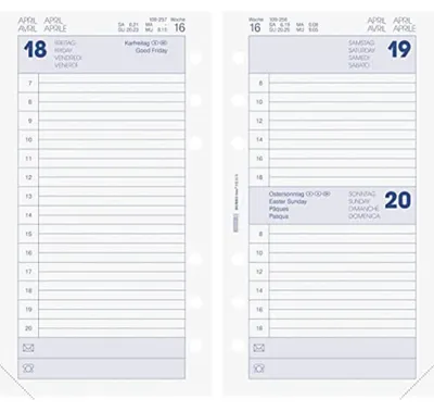 Tageskalender 2023, 9,3 x 17,2 cm, mehrsprachig, weiß
