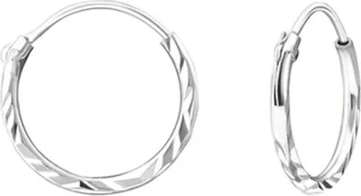 Produktbild von Kleine Creolen Silber 925 Ohrringe „Diamond Cut“ Silber 12 mm