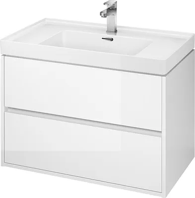 Produktbild von BADLAND Badmöbel Set Badezimmerschrank mit Keramikwaschbecken, 2-Schubladen CREA 80 Weiß