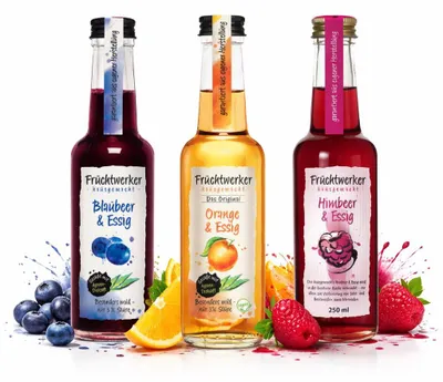 Produktbild von Fruchtwerker Essig und Frucht Set - Blaubeere + Orange + Himbeere - ab 750ml