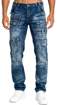 Produktbild von Kosmo Lupo Herren Regular Fit Jeans Stonewashed KM8004 Blue W34/L34