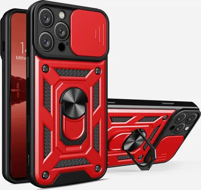 Produktbild von Armor Handyhülle für Apple iPhone 14 Pro Max Kameraschutz Handy Panzer Case Cover Schutzhülle Outdoor Farbe: Rot