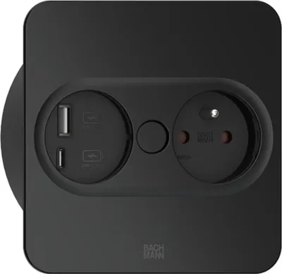 Produktbild von Bachmann 946.107, Type E + USB A + USB C, Desktop eingebettet, 4 cm, Edelstahl, Metall, Kunststoff, IP20