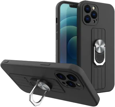 Produktbild von Ring Case Silikonhülle mit Fingergriff und Ständer für Xiaomi Redmi 10 Schwarz