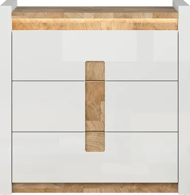 Produktbild von Kommode Helios mit 3 Schubladen, Weiß und Holzoptik, 97cm