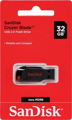 Obrázok produktu pre SanDisk Cruzer Blade 32GB, 32 GB, USB Typ-A, 2.0, Klzné, Ochrana heslom, Čierna