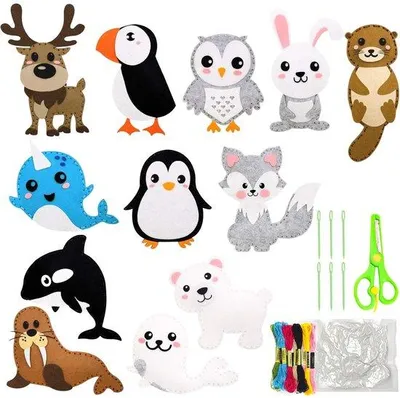Productafbeelding van Naaiset voor kinderen, doe-het-zelf dierenvormen, vilt, naaiset voor kinderen vanaf 6 jaar, dierennaaiset, vilt, bosdieren, knutselset voor kinderen, doe-het-zelf kunst handwerk voor
