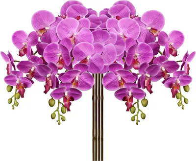 Productafbeelding van Kunstorchideeën 4 stuks - Nep bloemen - Huis decoratie - Echte aanraking bloemen - 96 cm hoog - Paars