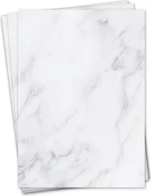 Produktbild von Briefpapier Set Marmor Motiv I 50 Blatt 90 g/m²  DIN A4 I stilvolles Schreibpapier vielseitig verwendbar weiß grau I Geburtstag Urkunde Speisekarte I dv_433
