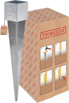Immagine prodotto di TRIBECCO®Supporto per pali Manicotto a innesto nel terreno 141 x 141 mm Lunghezza 900 mm Zincato a caldo Manicotto a innesto per pali quadrati in legno Manicotto a innesto nel terreno Ancoraggio in acciaio Ancoraggio nel terreno