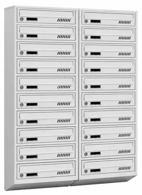 Immagine prodotto di Cassette postale condominiale GDS grigio RAL 7035, 20 scomparti, profondità 20 cm, cassette postali da parete per condominio