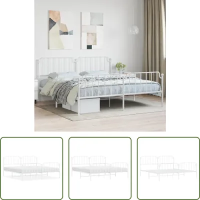 Produktbild von The Living Store Bettgestell mit Kopf- und Fußteil Metall Weiß 193x203 cm
