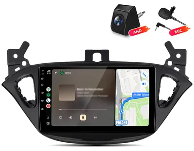 Immagine prodotto di Autoradio 4+64GB con telecamera e microfono, compatibile con Opel Corsa E Adam dal 2015 al 2019, con funzionalità Carplay, Android Auto, navigatore GPS, Wi-Fi, Bluetooth, DAB+, RDS e controllo del volante, display da 9 pollici