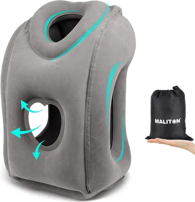 Imagen del producto de Almohada de viaje inflable, ergonómica, ligera y multifuncional, ideal para avión y coche