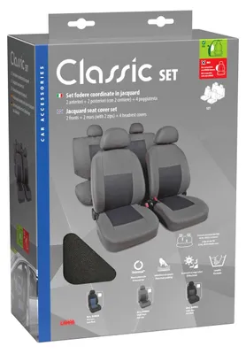 Produktbild von LAMPA Classic Sitzschonbezug Vorne und Hinten Polyester Schwarz Grau Sitzbezug