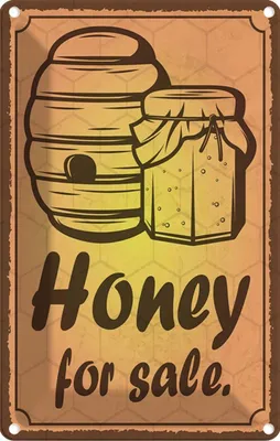 Produktbild von vianmo Blechschild 18x12 cm Honey forHonig Verkauf Hofladen Marktstand Laden