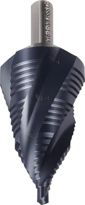 Immagine prodotto di Punta a gradini SucceBuy M35 Cobalt HSS con Ø 9,52-34,93 mm, 19 gradini, 4 spirali e rivestimento TiAlN, punta conica 95 x 35 x 35 mm, adatta per metallo, acciaio inossidabile, acciaio da costruzione, legno e plastica