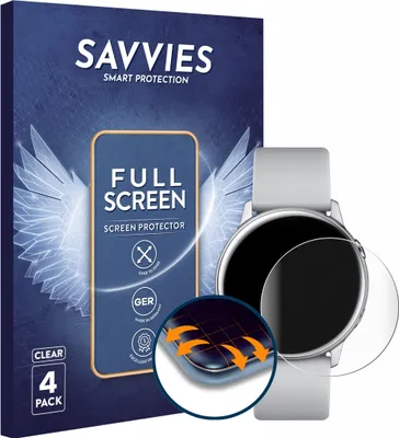 Produktbild von 4x Savvies Fullscreen Schutzfolie für Samsung Galaxy Watch Active / 2 (40mm) Displayschutz Folie Fullcover Klar Transparent