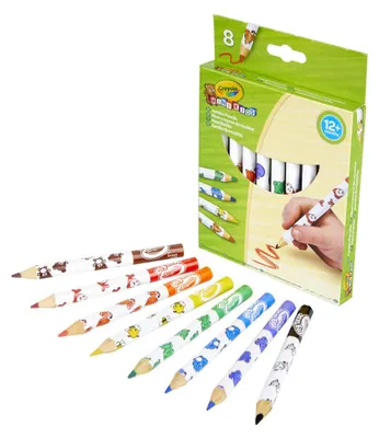 Productafbeelding van 8 stuks Crayola Mini kleurpotloden voor kinderen, groot formaat, 1 set