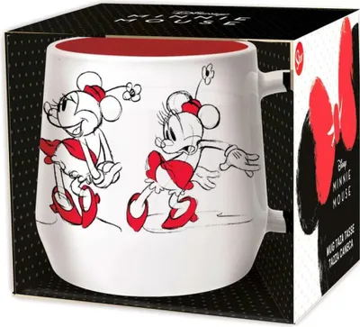 Productafbeelding van Disney Minnie Mouse als schets in wit/rood, koffiemok, ongeveer 8,7x9 cm