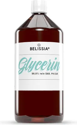 Produktbild von Belissia Glycerin 1l 99,8% - Hochreines Pflanzliches Glycerin in Pharmaqualität  - VG Glycerin flüssig E422 1000ml - 100% natürlich, 0% Zusatzstoffe