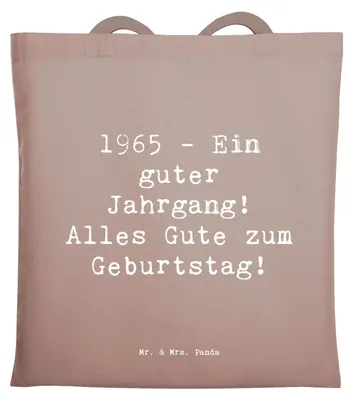 Produktbild von Mr. & Mrs. Panda Einkaufstasche Spruch 1965 Geburtstag - Braun Pastell - Geschenk, Uni Tasche, Happy Birthday, Laptoptasche, Geburtsjahr, Geburtstagswünsche, Glückwunsch