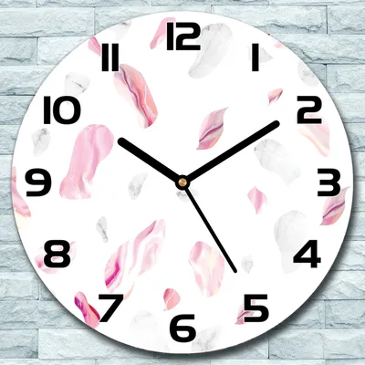 Produktbild von Wanduhr aus Glas Rund fi 30 Marmor & Rosa Steine Quarz Deko Schlafzimmer Büro