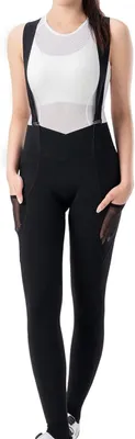 Produktbild von ROCKBROS TVI Damen Trägerhose Sommer Lang Abnehmbar Mit Taschen Gepolstert Atmungsaktiv Schwarz Größe L